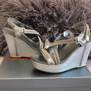 Prada Sport Metallic Silver Wedge